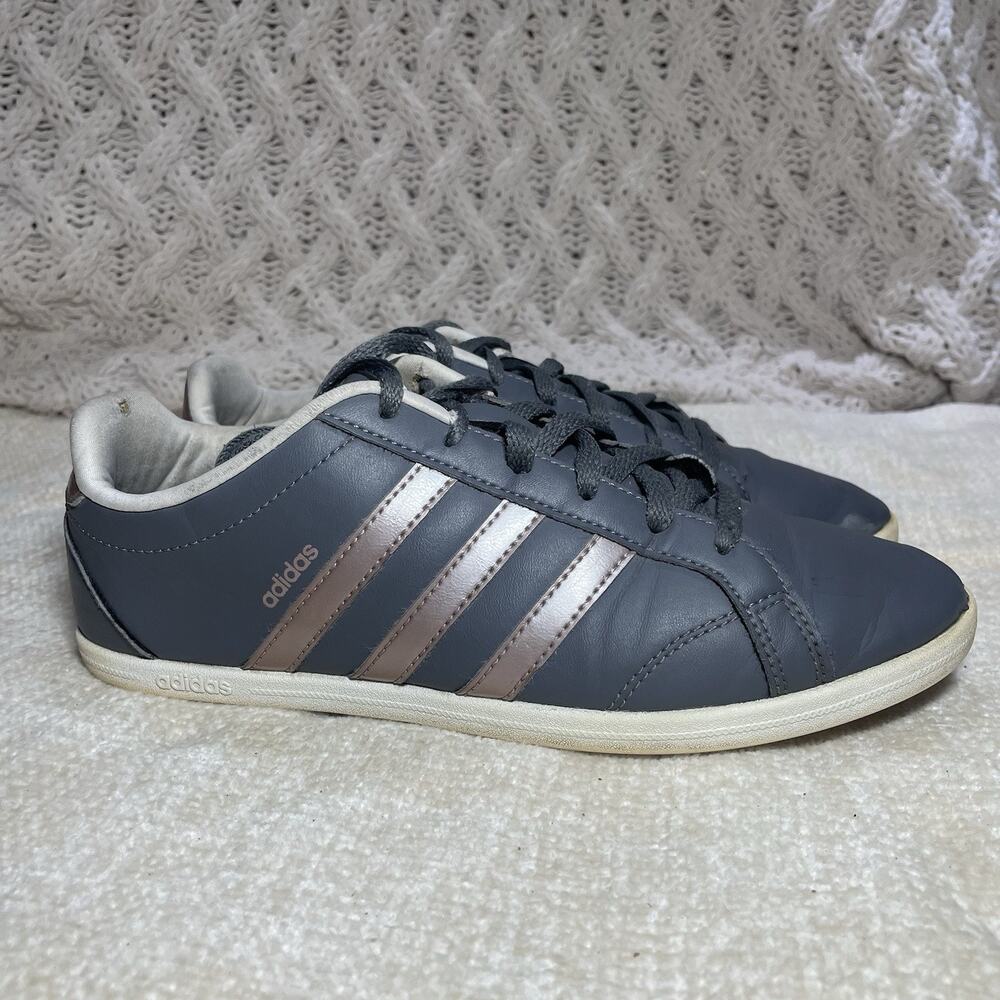 adidas Neo Gray/Pink Low Top Lace-Up Sneakers Unisex Kids US 6.5 EU 38
